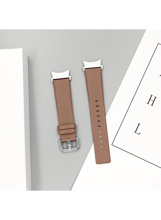 O Ozone Leather Band For Samsung Galaxy Watch 7 6 5 4 FE 40mm 44mm 45mm/Galaxy Watch 6 4 Classic 43mm 47mm 42mm 46mmLitchi Texture Leather Straps Men -Brown  - Image 1