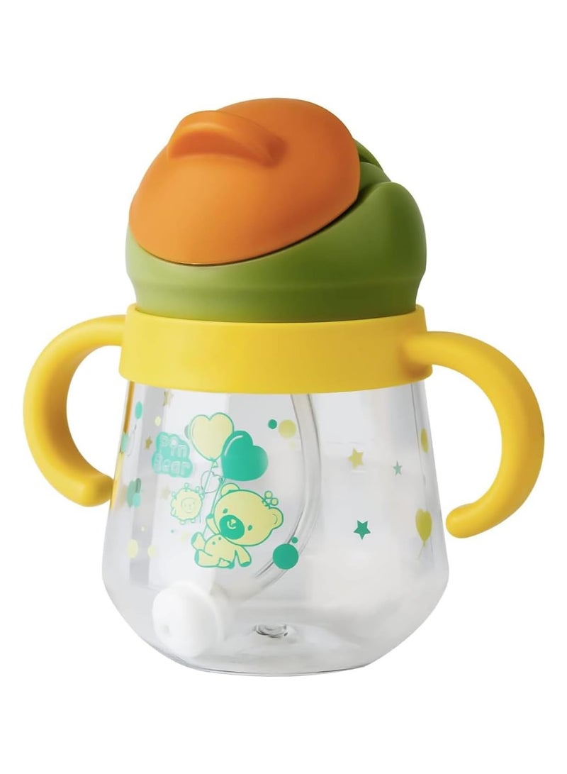 آي ميس يو كوب شرب للأطفال، كوب شرب للأطفال من عمر 6 إلى 12 شهرًا، كوب غير قابل للانسكاب بقشة مرجحة للأطفال الصغار، كوب بقشة للأطفال مع مقابض، كوب مقاوم للانسكاب ومانع للتسرب بفوهة ناعمة سعة 260 مل (أصفر) - Image 1