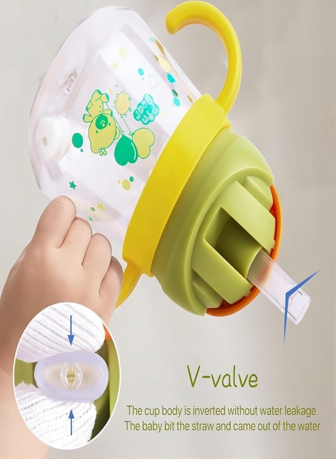 آي ميس يو كوب شرب للأطفال، كوب شرب للأطفال من عمر 6 إلى 12 شهرًا، كوب غير قابل للانسكاب بقشة مرجحة للأطفال الصغار، كوب بقشة للأطفال مع مقابض، كوب مقاوم للانسكاب ومانع للتسرب بفوهة ناعمة سعة 260 مل (أصفر) - Image 5