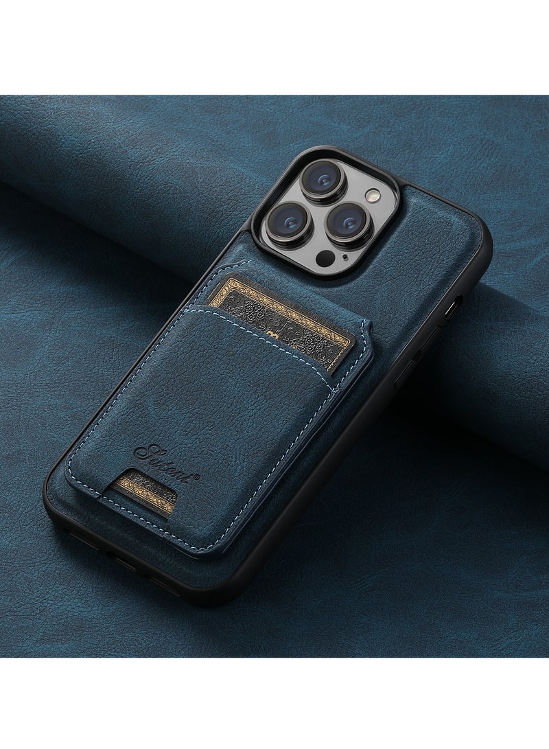 AROAQ Iphone Wallet Phone Case, Premium Leather Phone Case Back Cover, Elegant Design Phone Protective Cover For Iphone 15 Pro Max, 15 Plus, Pro, ( Blue ) - Image 1