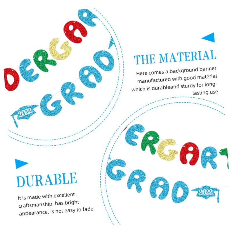 Graduation Party Decorations Glitter Banner Photo Prop Set for Kindergarten Celebrations - Image 3
