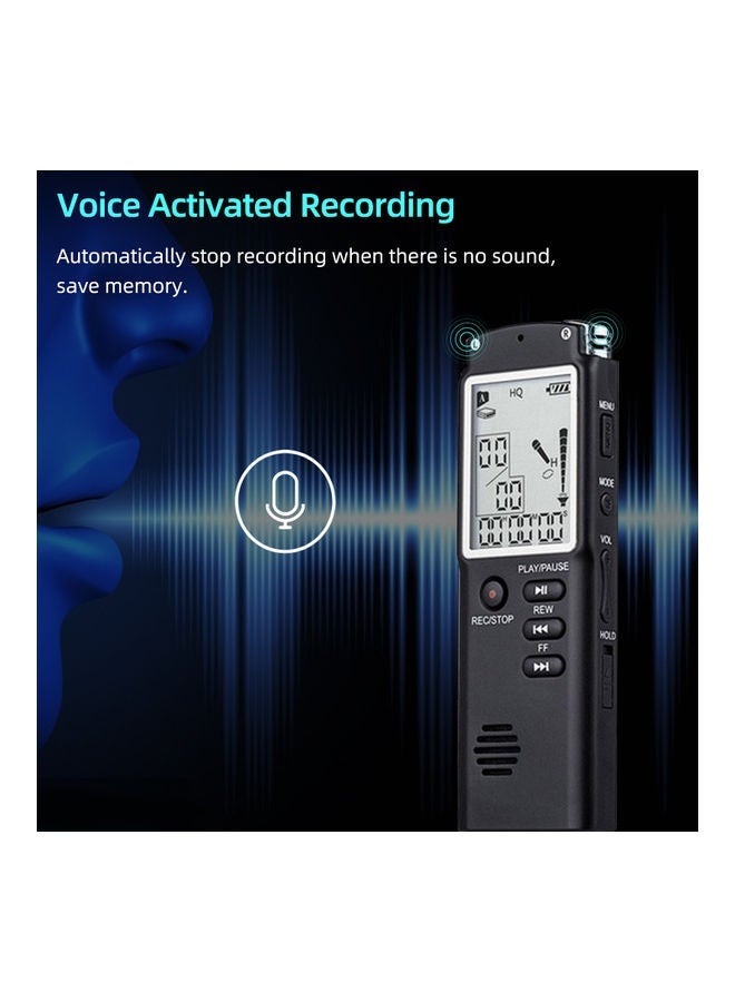 NIBEMINENT 8GB Noise Reduction Dual Condenser 1536Kbps HD Digital Voice Activated Recorder and MP3 Player OS5270-1 Black  - Image 1