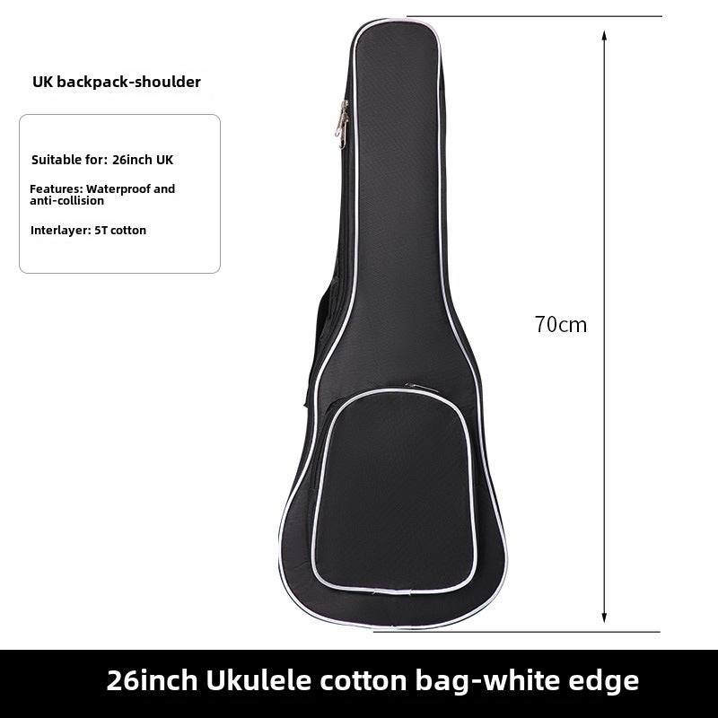 Generic Padded Guitar Backpack for Electric Guitar Bass 26 inch-white edge cotton bag 