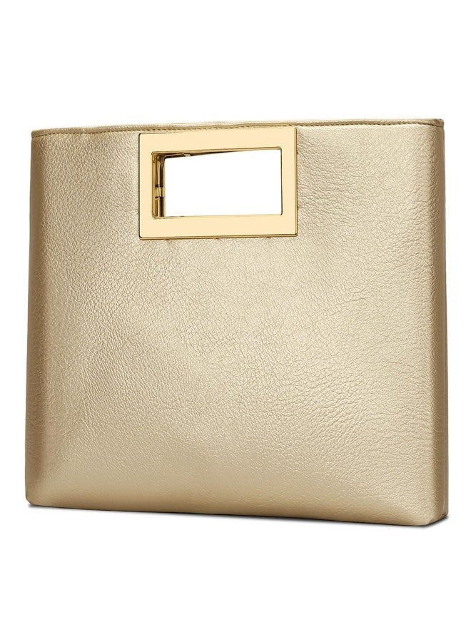 KKXIU Clutch Purse for Women Vegan Leather Evening Bag Formal Handbag for Wedding Party Prom Bridal (Gold) - Image 2