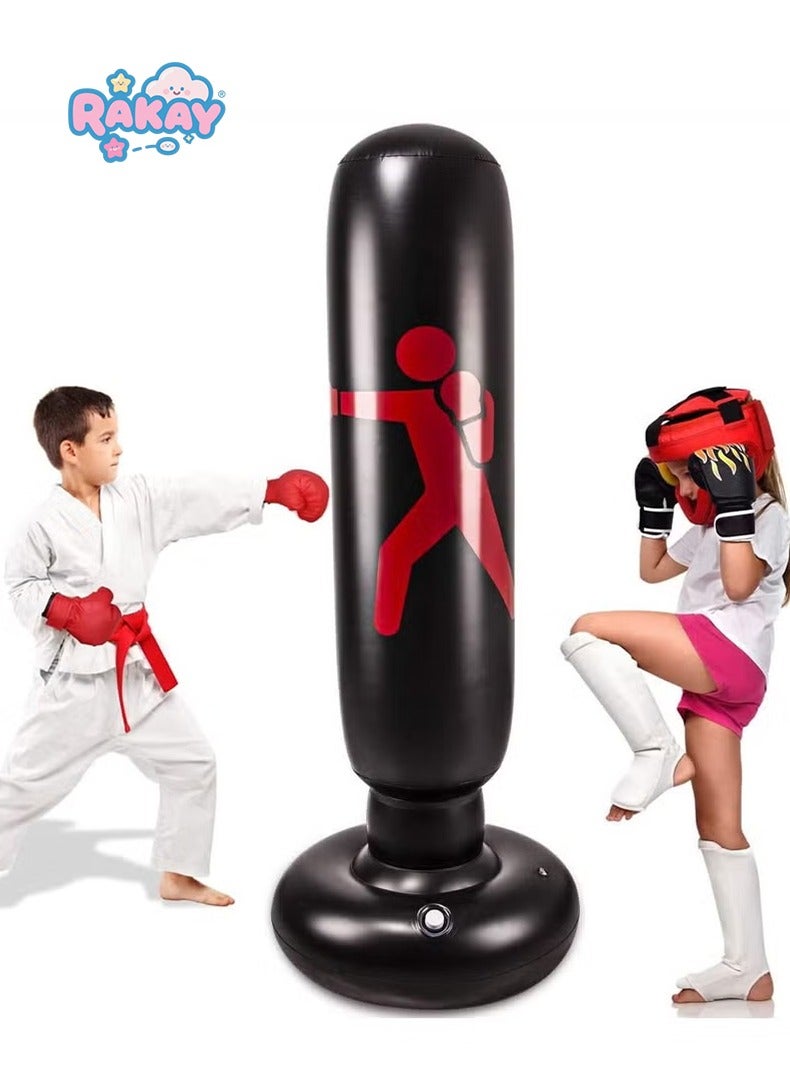 RAKAY Free Standing Inflatable Punching Bag,155cm Free Standing Boxing Bag - 45°C Heat Proof for Adults & Kids,High-quality PVC material, safe and non-toxic - Image 1
