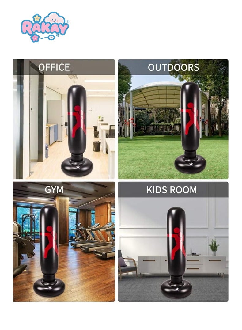 RAKAY Free Standing Inflatable Punching Bag,155cm Free Standing Boxing Bag - 45°C Heat Proof for Adults & Kids,High-quality PVC material, safe and non-toxic - Image 3