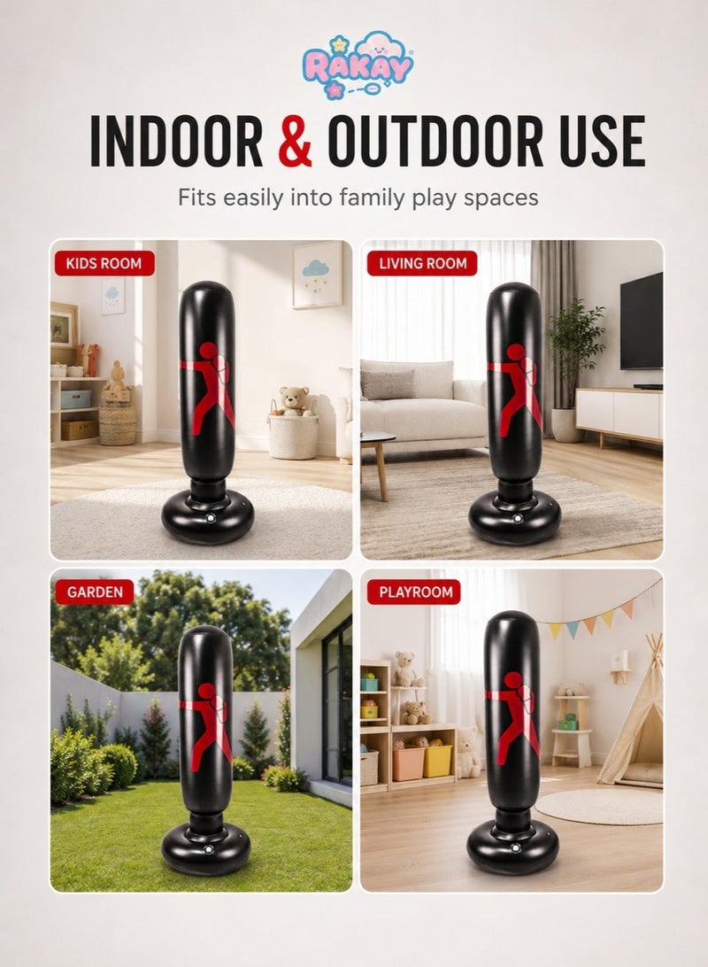 RAKAY Free Standing Inflatable Punching Bag,155cm Free Standing Boxing Bag - 45°C Heat Proof for Adults & Kids,High-quality PVC material, safe and non-toxic - Image 5