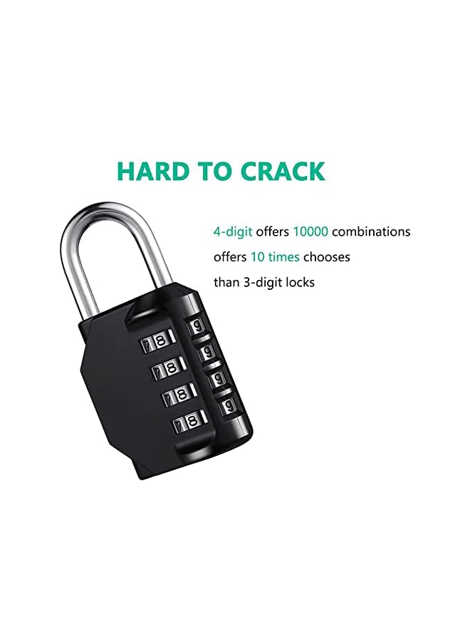 PROMASS PROMASS 2 Pcs Combination Padlock with 4-Digit Smooth Dial, Heavy Duty Lock Weather Proof Padlock for Gym, School, Garage, Storage, Luggage Lockers (Black)  - Image 5