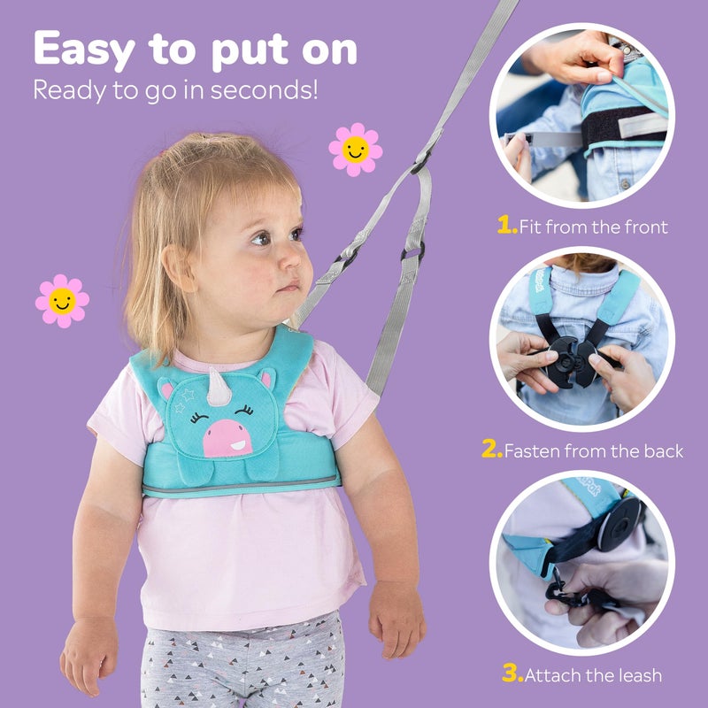 Trunki Toddler Leash - Fuss Free Toddler Walking Reins & Kids Safety Harness | Baby Leash for Kids â€“ Una Unicorn (Turquoise) - Image 5