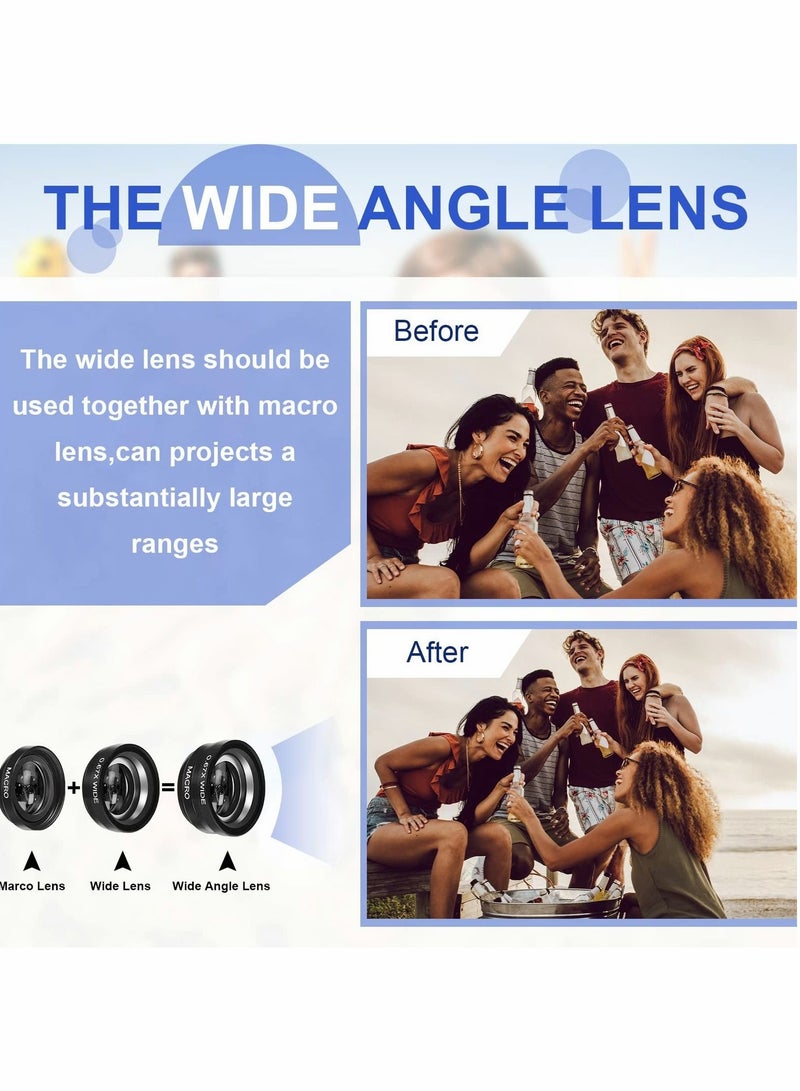 Captaintech Universal 3 in 1 Phone Camera Lens Kit, 2 Pack Camera Lens Clip, Fisheye Lens Macro Lens Wide Angle Lens Cell Phone Lens Attachments, Compatible with Most Smartphones for Video, Live Show, Vlog - Image 3