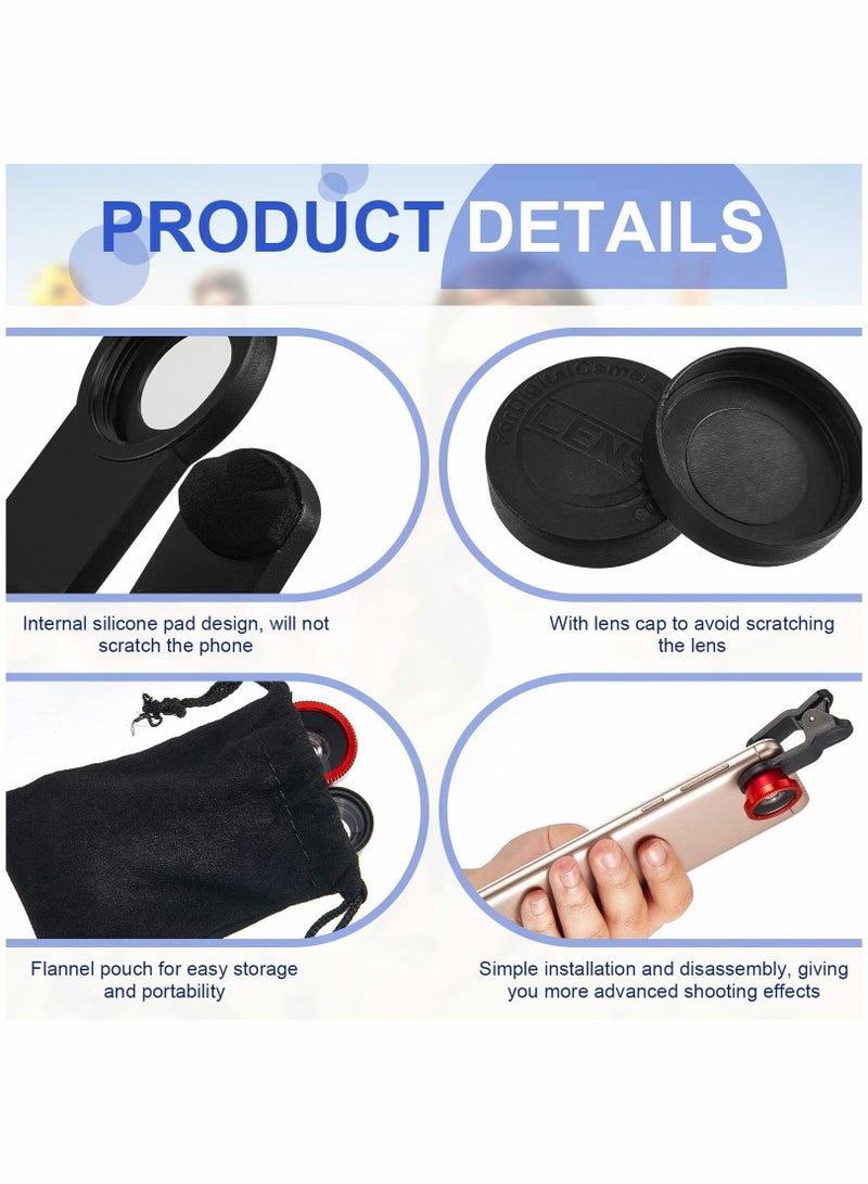 Captaintech Universal 3 in 1 Phone Camera Lens Kit, 2 Pack Camera Lens Clip, Fisheye Lens Macro Lens Wide Angle Lens Cell Phone Lens Attachments, Compatible with Most Smartphones for Video, Live Show, Vlog - Image 2