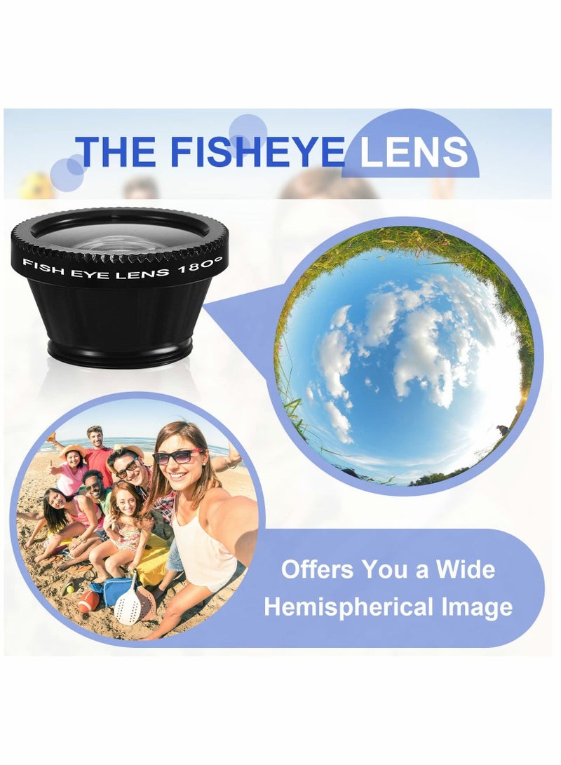 Captaintech Universal 3 in 1 Phone Camera Lens Kit, 2 Pack Camera Lens Clip, Fisheye Lens Macro Lens Wide Angle Lens Cell Phone Lens Attachments, Compatible with Most Smartphones for Video, Live Show, Vlog - Image 4