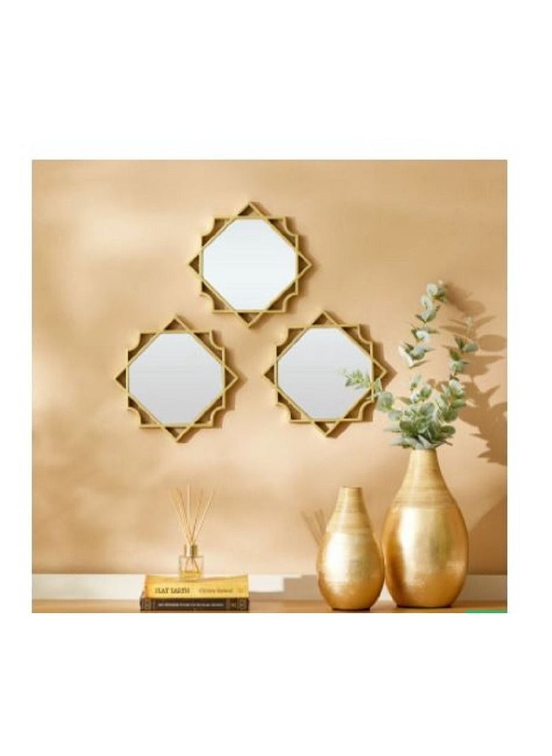 Generic - vZeina 3-Piece Mirror Set with Square and Decorative Border  25x2x25 cms - Image 1