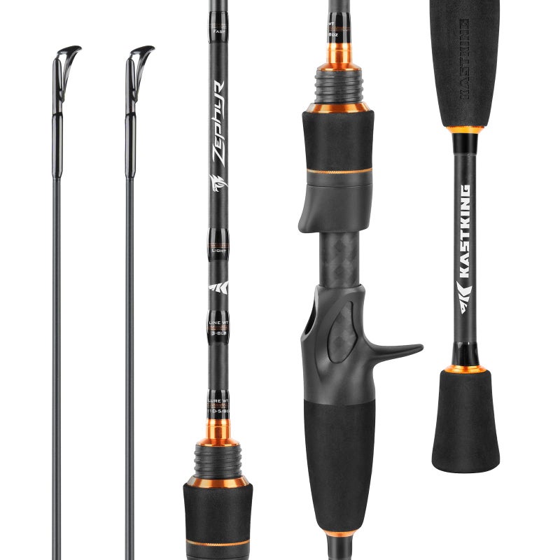 KastKing Zephyr Finesse Fishing Rods â€“ BFS Baitcasting & Spinning Rods, IM6 Graphite, Extra Twin-Tip, 2pc & 3pc Travel Design, Ultra-Light Lure Casting, Stainless Steel Guides with Zirconium Rings - Image 1