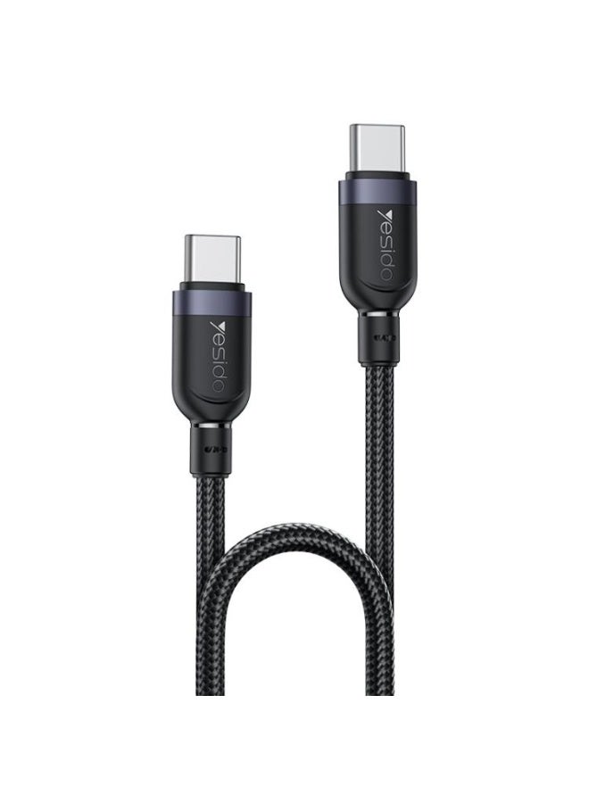 يسيدو كابل شحن وبيانات Yesido CA190، USB-C / Type-C إلى Type-C، 60 واط، 3 أمبير، الطول: 1.2 متر (أسود) - Image 1