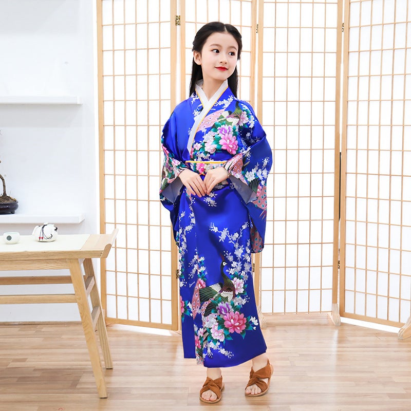 Spring Summer New Childrens Kimono Japanese Style Bathrobe Womens Princess Dress Performance Costume Sweatshirt Steam Costume Pink x001-2  - Image 2
