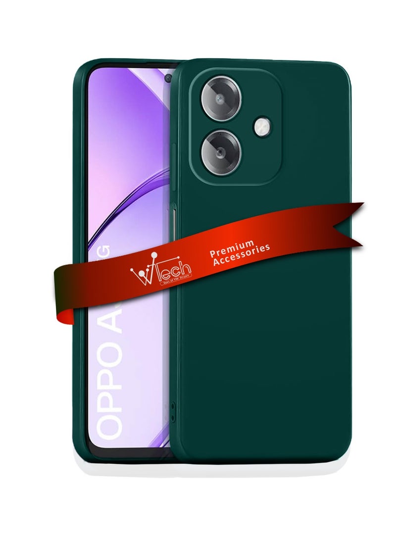 دبليو تيك غطاء حماية من السيليكون السائل الفاخر لهاتف اوبو A3x 5G 2024 - أخضر داكن - Image 1