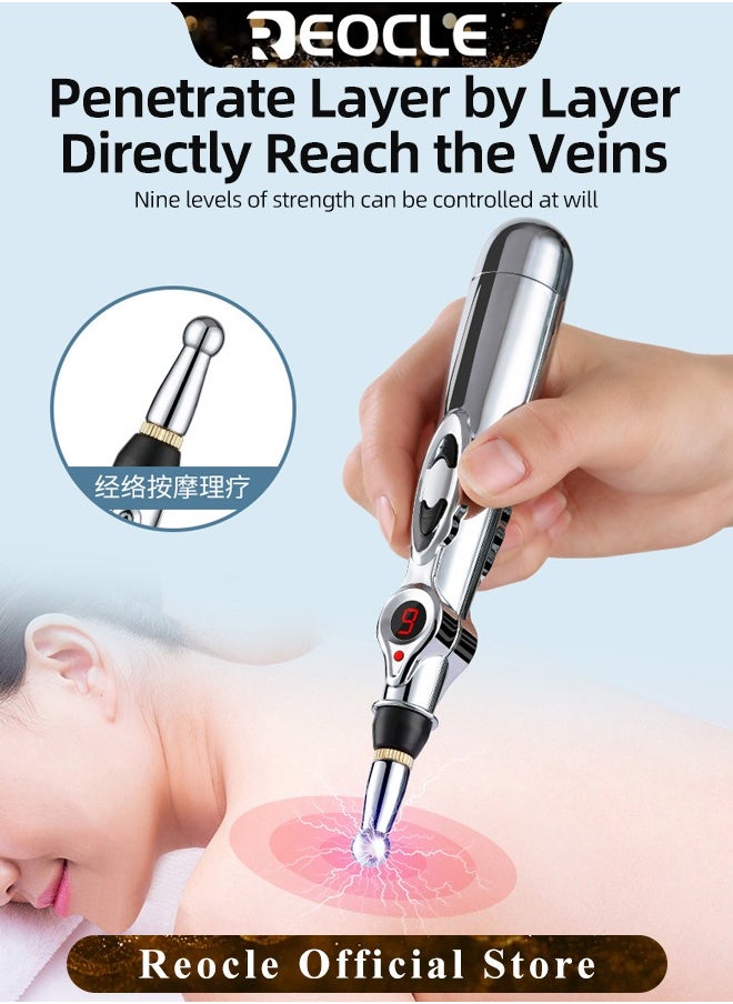 REOCLE - 3-in-1 Acupuncture Pen Electronic Acupuncture Pen Pain Relief Therapy Meridian Energy Pulse Massage Pen Powerful Meridian Energy Pen Relief Pain Tools - Image 1
