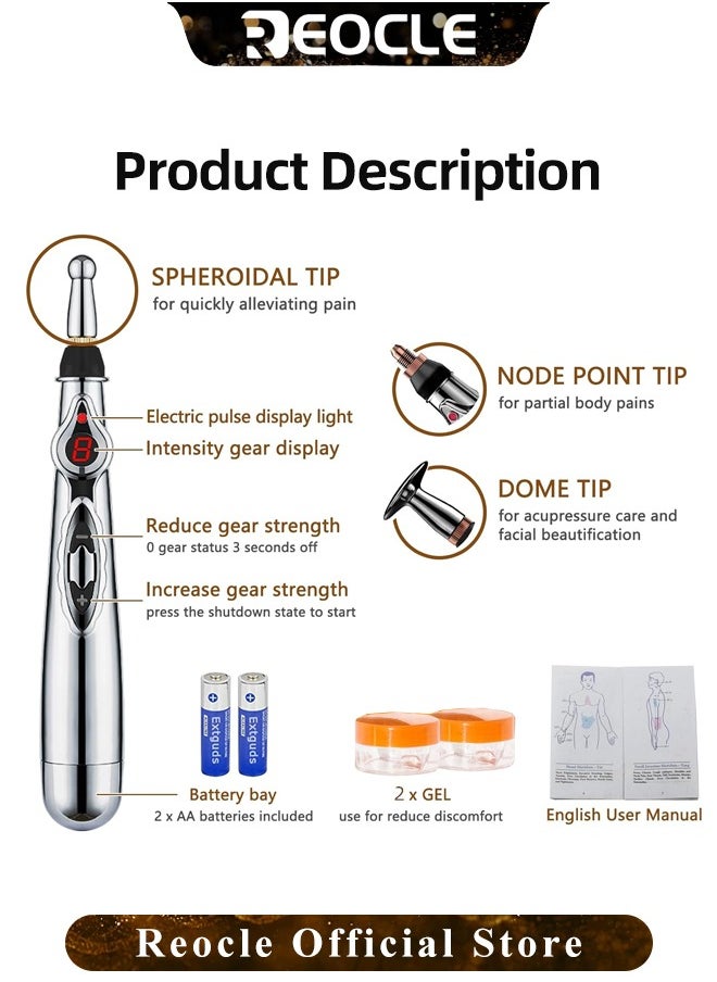 REOCLE - 3-in-1 Acupuncture Pen Electronic Acupuncture Pen Pain Relief Therapy Meridian Energy Pulse Massage Pen Powerful Meridian Energy Pen Relief Pain Tools - Image 1