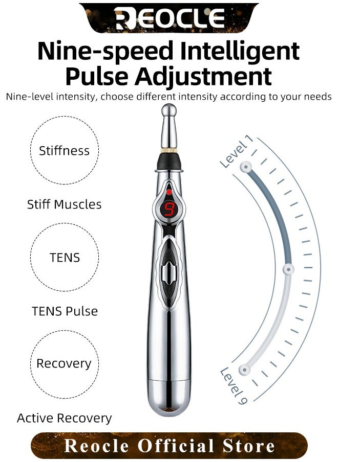 REOCLE - 3-in-1 Acupuncture Pen Electronic Acupuncture Pen Pain Relief Therapy Meridian Energy Pulse Massage Pen Powerful Meridian Energy Pen Relief Pain Tools - Image 1