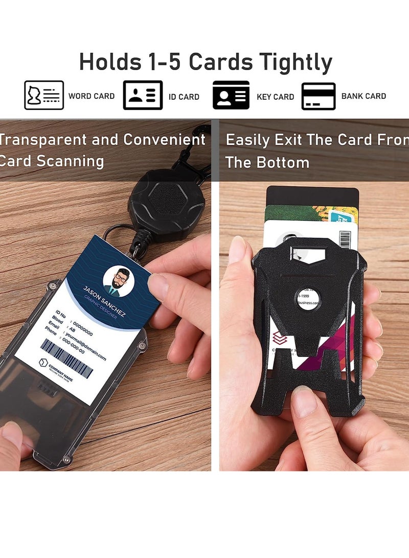 Heavy-Duty Retractable Badge Holder and Key Chain, 31.5" Tactical ID Card Reel for Secure Access and Management, Black - Image 2