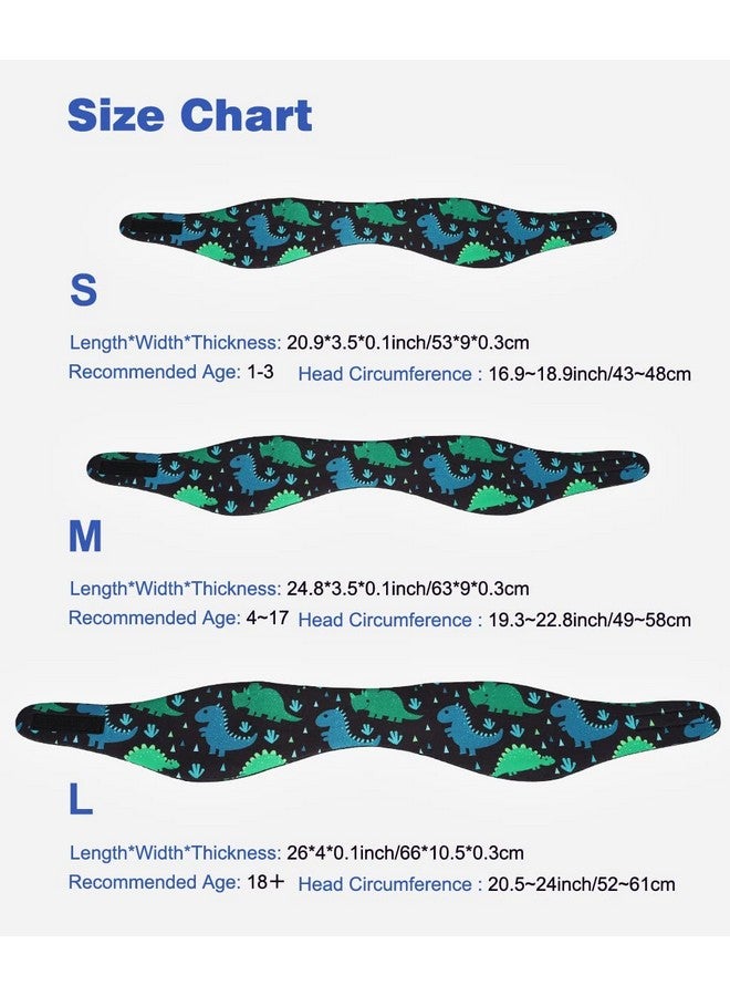 MoKo Swinmmers Headband For Kids Lovely Swimming Headband Ear Band For Kids Keep Water Out Waterproof Ear Protection Band For Bathing Swimming Ear Band For Kids Age 1 2 S Size Blue Rhino Dinosaur - Image 4