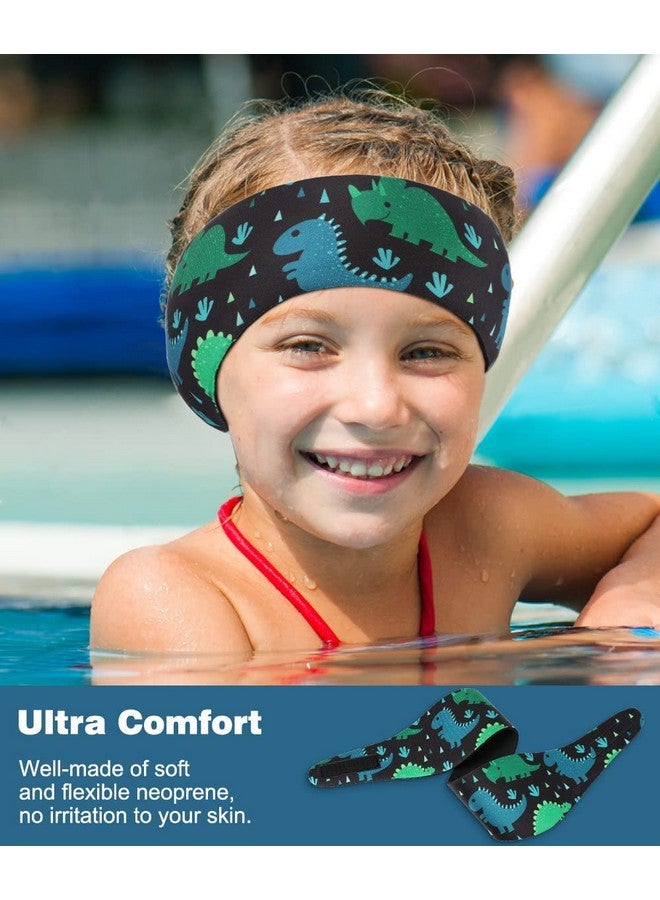 MoKo Swinmmers Headband For Kids Lovely Swimming Headband Ear Band For Kids Keep Water Out Waterproof Ear Protection Band For Bathing Swimming Ear Band For Kids Age 1 2 S Size Blue Rhino Dinosaur - Image 5