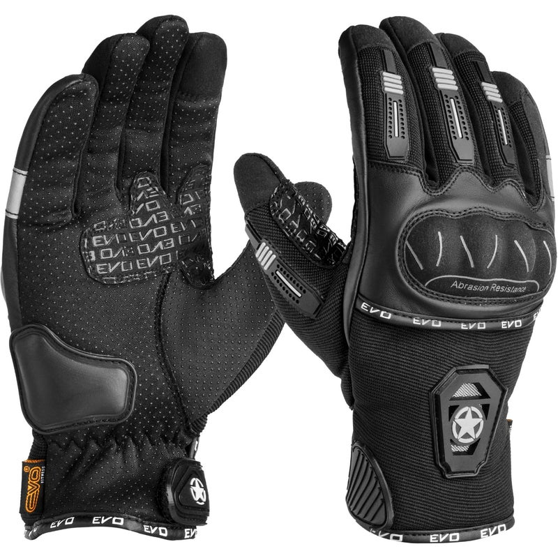 Generic EVO Fitness Motorbike Gloves for summer, Touchscreen Motorcycle Gloves, Hard Knuckle Protection and Faux Leather, Breathable Design for Men & Women, Ideal for Riding (Black, S)  - Image 1
