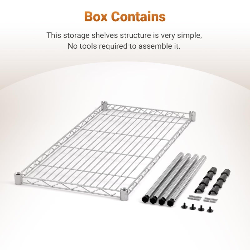 Simple Deluxe Heavy Duty 1-Shelf Shelving, Adjustable Storage Units, Steel Organizer Wire Rack, 29.92" W x 13.78" D x 14.96" H, Chrome,2-Pack - Image 3