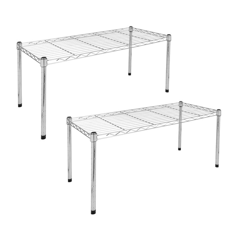 Simple Deluxe Heavy Duty 1-Shelf Shelving, Adjustable Storage Units, Steel Organizer Wire Rack, 29.92" W x 13.78" D x 14.96" H, Chrome,2-Pack - Image 1