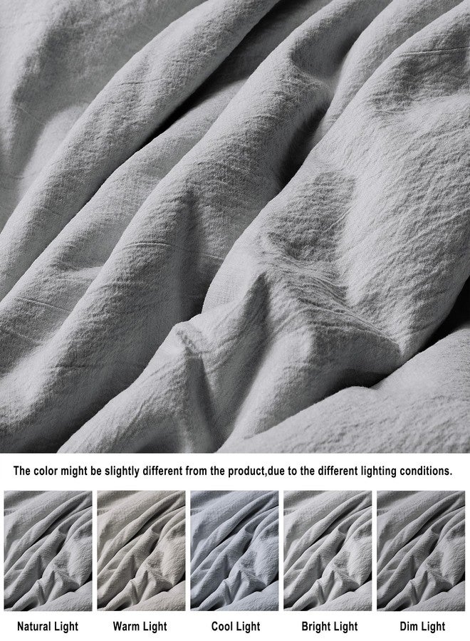 WDCOZY Grey Queen Size Jacquard Duvet Cover Set with Zipper Closure, Modern Washed Soft Striped Bedding, Textured Seersucker Like Cotton Linen, 1 Duvet Cover and 2 Pillow Shams, No Comforter - Image 5