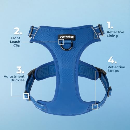 Voyager No Pull Dog Harness for Medium and Large Dogs, Dual Leash Attachments, Adjustable Soft but Strong Pet Harness with 3M Reflective Technology, Royal Blue Lattice Nylon, L (Chest: 25 - 30") - Image 3