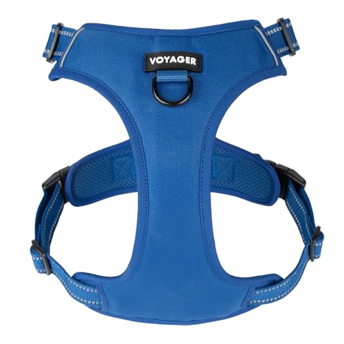 Voyager No Pull Dog Harness for Medium and Large Dogs, Dual Leash Attachments, Adjustable Soft but Strong Pet Harness with 3M Reflective Technology, Royal Blue Lattice Nylon, L (Chest: 25 - 30") - Image 1