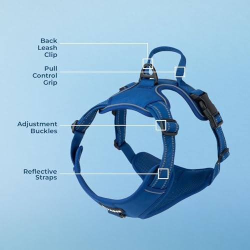 Voyager No Pull Dog Harness for Medium and Large Dogs, Dual Leash Attachments, Adjustable Soft but Strong Pet Harness with 3M Reflective Technology, Royal Blue Lattice Nylon, L (Chest: 25 - 30") - Image 5