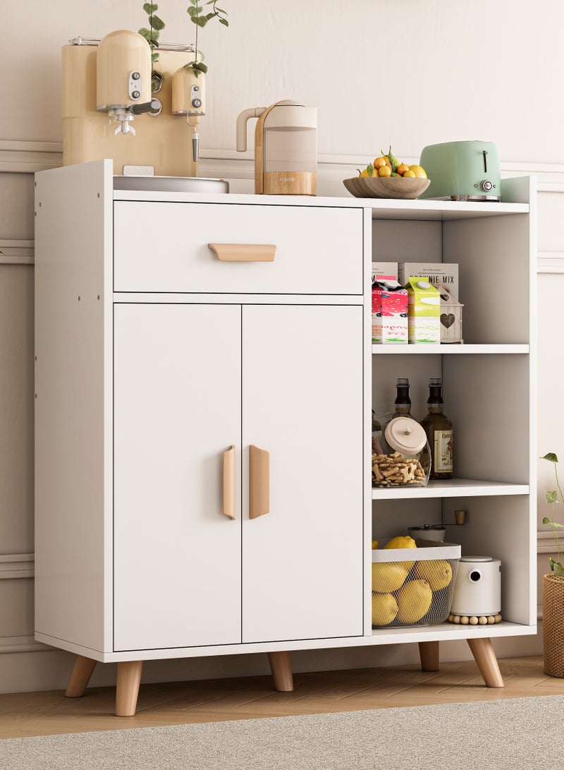 JANTENS Buffet Sideboard Cabinet with Storage,Coffee Bar Cabinet, Coffee Corner Sideboard Storage Cabinet for Kitchen, Living Room 80*35*100cm White - Image 1