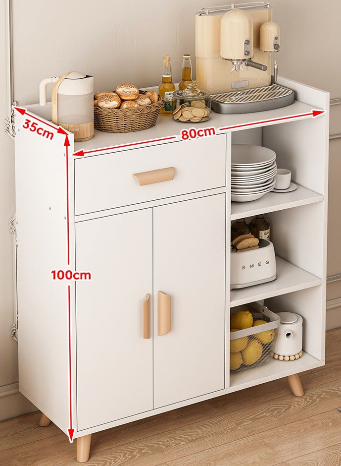 JANTENS Buffet Sideboard Cabinet with Storage,Coffee Bar Cabinet, Coffee Corner Sideboard Storage Cabinet for Kitchen, Living Room 80*35*100cm White - Image 2