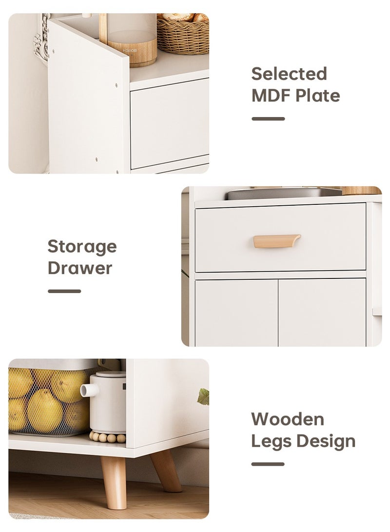 JANTENS Buffet Sideboard Cabinet with Storage,Coffee Bar Cabinet, Coffee Corner Sideboard Storage Cabinet for Kitchen, Living Room 80*35*100cm White - Image 3