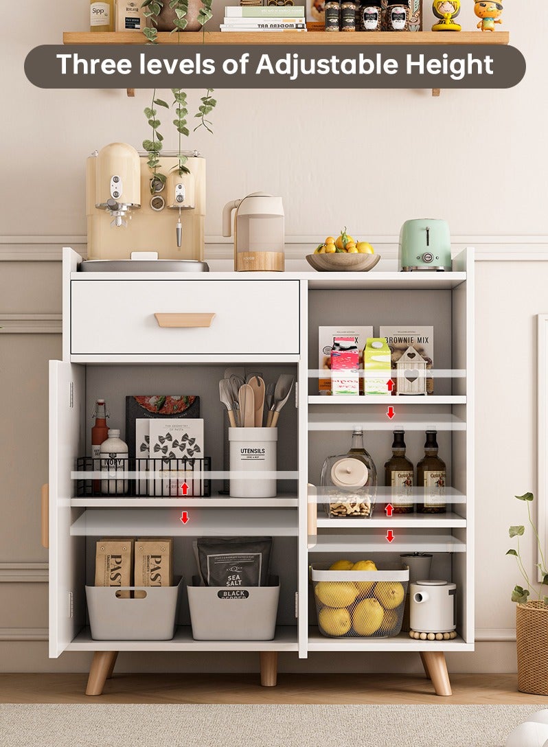 JANTENS Buffet Sideboard Cabinet with Storage,Coffee Bar Cabinet, Coffee Corner Sideboard Storage Cabinet for Kitchen, Living Room 80*35*100cm White - Image 5