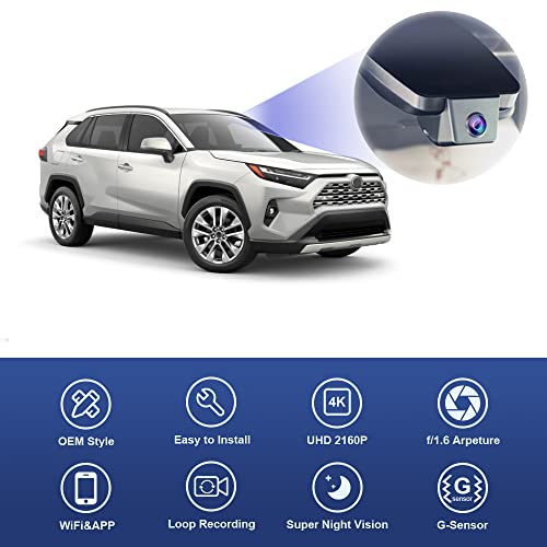 Fitcamx 4K Dash Cam Suitable for Toyota RAV4 2022-2025 (Model B/with Vent Hole on Cover), OEM Factory Look, UHD 2160P Video, Built-in WiFi & APP, Loop Recording, G-Sensor, Plug & Play, 64GB Card - Image 3