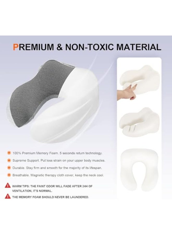 Optico Neck Pillow for Travel, Memory Foam Travel Pillow with Hood, Adult Airplane Pillow for Head Rest Neck Support, Portable Pillow for Office Cars Trains Long Flights Sleeping (Deep grey) - Image 2