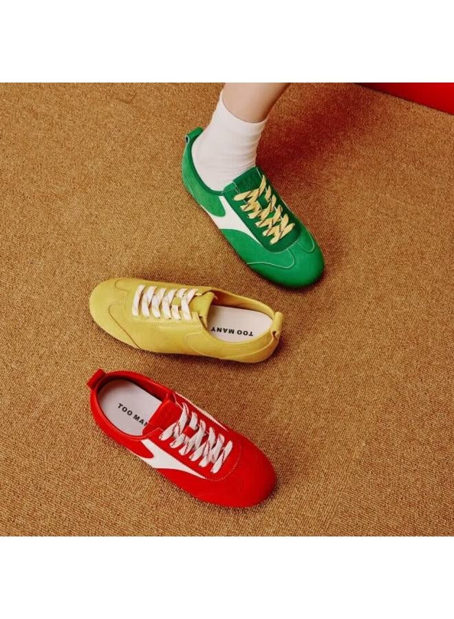 Toomanyshoes Celebrity Style Easy-wear White Sneakers Sports Training Shoes Women Retro Casual Neon Street Yellow Size 36 - Image 4