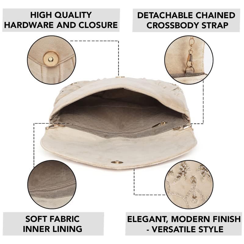 Aheli Clutch Purses Gift for Women Wedding Handmade Evening Handbags Party Bridal Clutch - Image 3