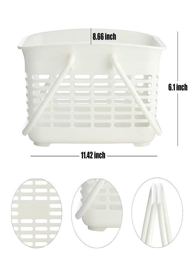 ALINK Plastic Shower Caddy Basket with Handle, Portable Organizer Storage Basket for College Dorm, Bathroom, Kitchen - White - Image 2