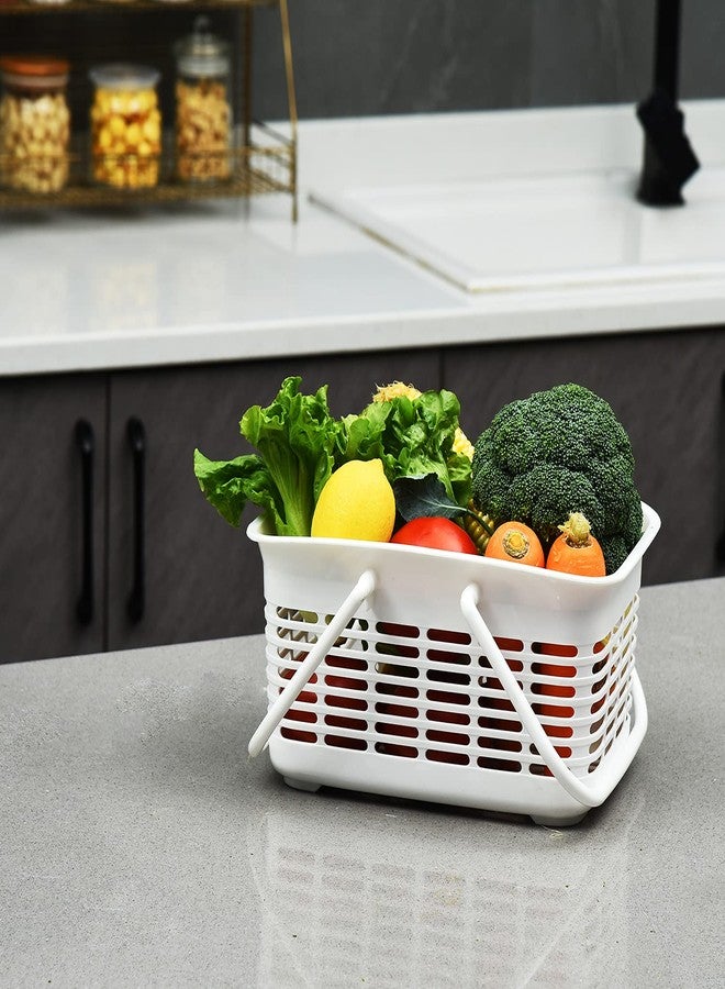 ALINK Plastic Shower Caddy Basket with Handle, Portable Organizer Storage Basket for College Dorm, Bathroom, Kitchen - White - Image 5