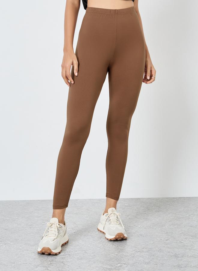 Styli Women Brown Leggings with Elastic Waist - Image 2