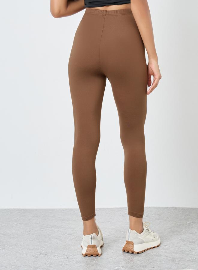 Styli Women Brown Leggings with Elastic Waist - Image 4
