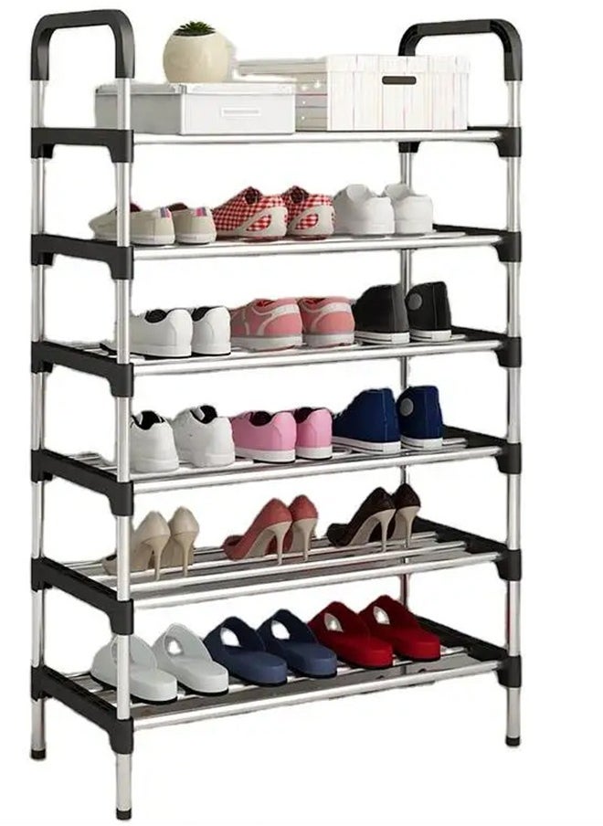  راك ستور  - Shoe Rack 6 Tier Freestanding Stainless Steel Portable Shoe Cabinet Shoe Storage Organizer Stand Holder Keep Room Neat Door Space Saving - Image 1