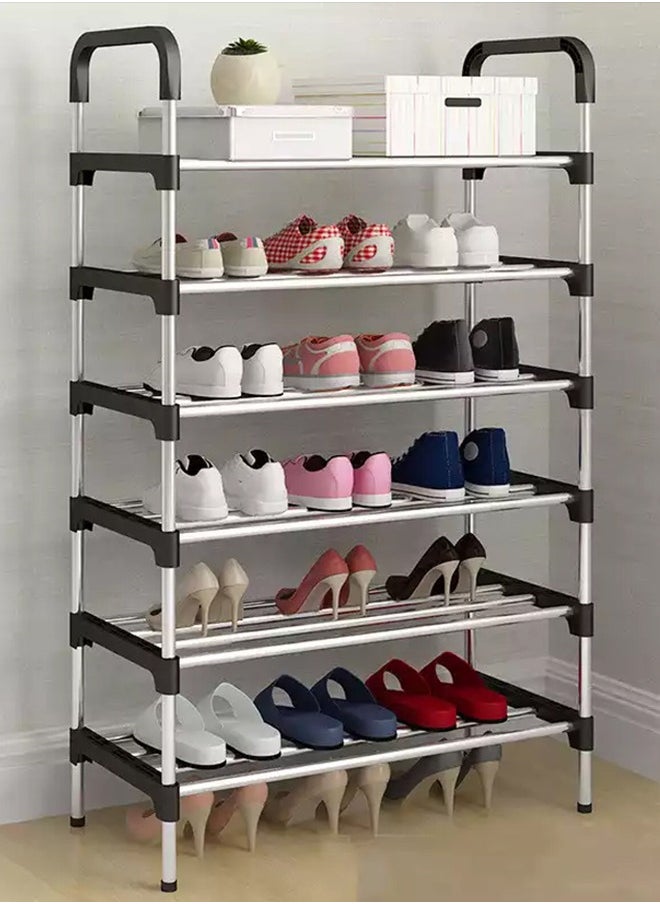  راك ستور  - Shoe Rack 6 Tier Freestanding Stainless Steel Portable Shoe Cabinet Shoe Storage Organizer Stand Holder Keep Room Neat Door Space Saving - Image 1
