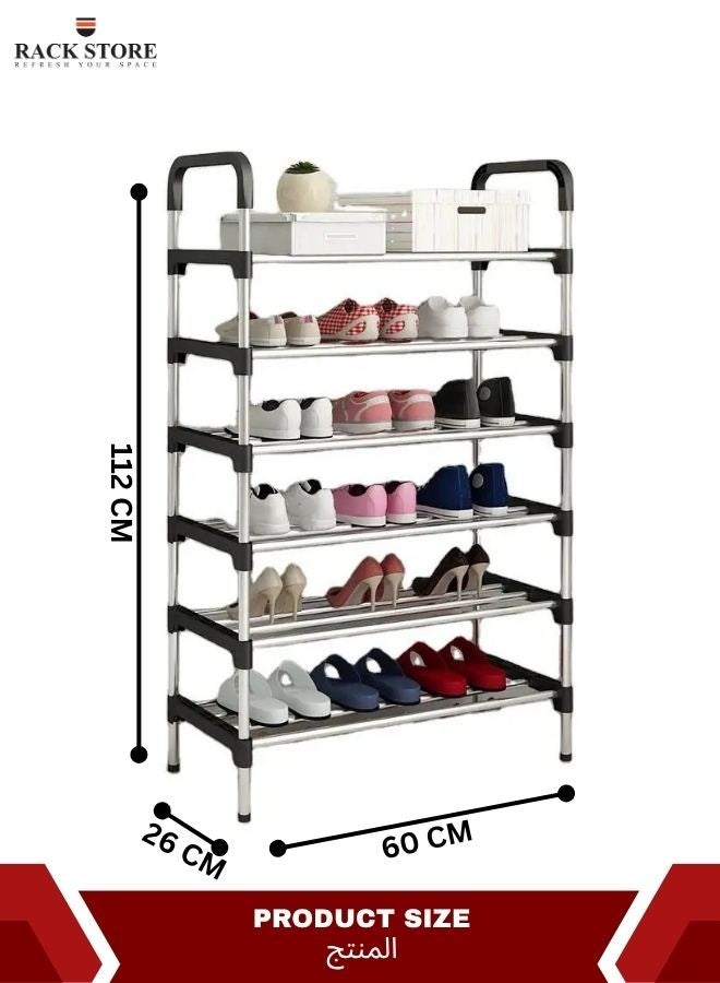 RACK STORE Shoe Rack 6 Tier Freestanding Stainless Steel Portable Shoe Cabinet Shoe Storage Organizer Stand Holder Keep Room Neat Door Space Saving - Image 2