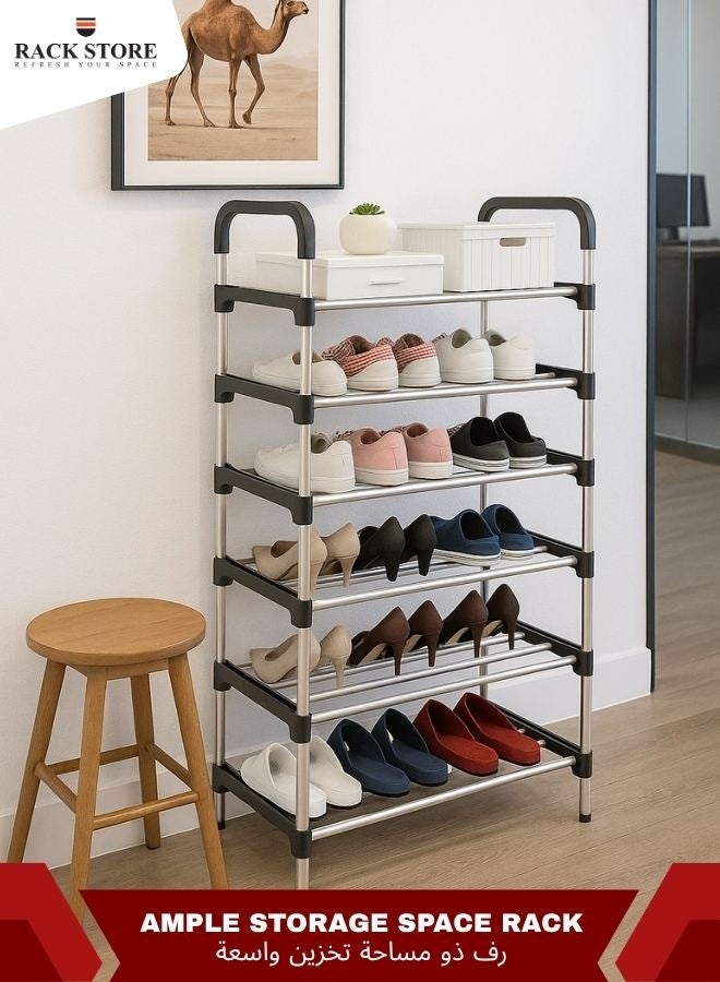 RACK STORE Shoe Rack 6 Tier Freestanding Stainless Steel Portable Shoe Cabinet Shoe Storage Organizer Stand Holder Keep Room Neat Door Space Saving - Image 3